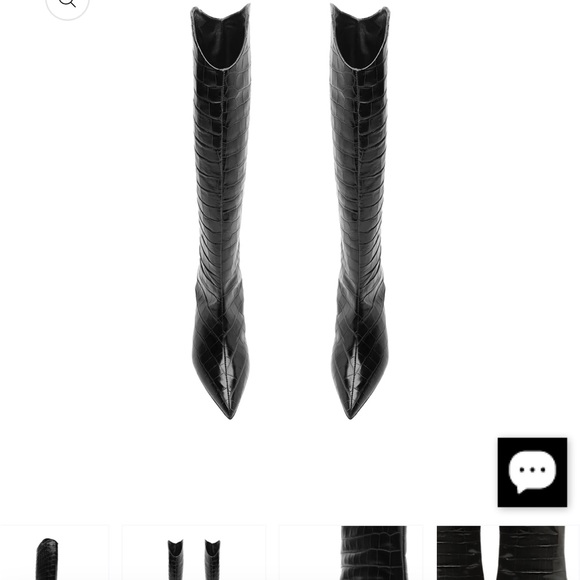 SCHUTZ Maryana Low Heel Black Croc-Embossed Heeled Boots - Picture 8 of 11